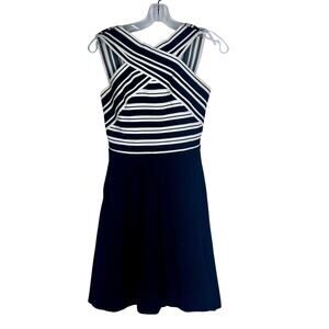 Maeve Anthropologie Womens Dress Size 0 Black Crosswise Sleeveless Flare Bandage